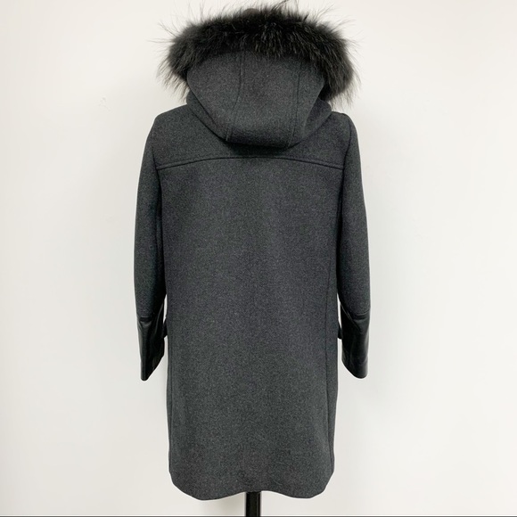 Zapa Paris wool Coat with fur trimmed hood Sz 40 8 - Picture 5 of 13